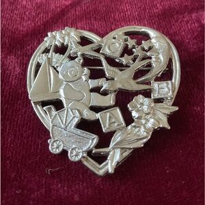 New mom, New Grandmother, etc New Baby Heart Pin / Brooch